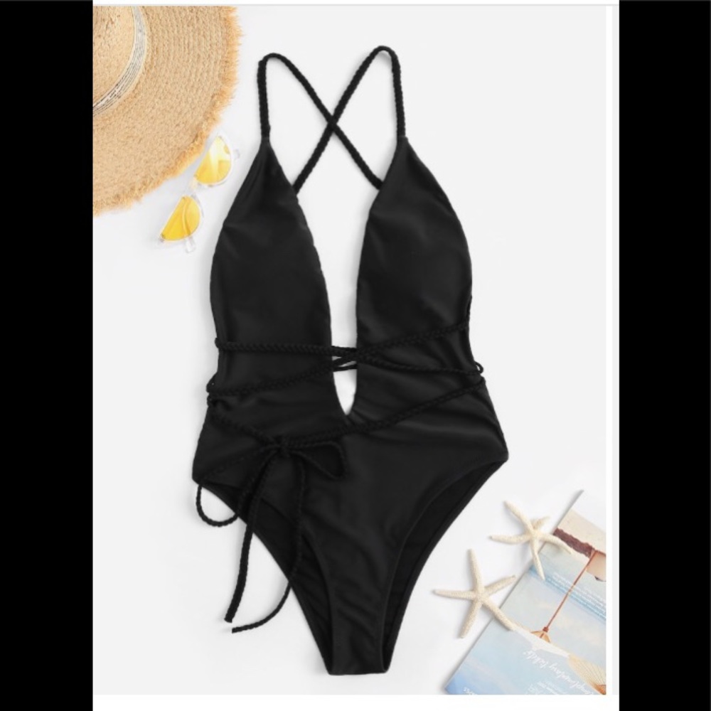 Plunging One Piece bathing suit